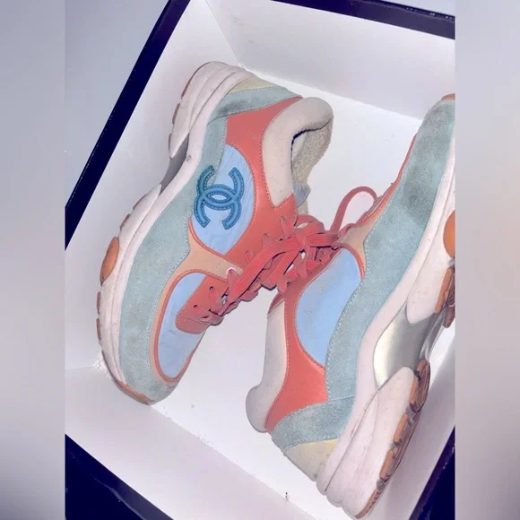 靴 CHANEL 36,5 CHANEL | Shoes | Chanel Sneaker Size 365 Light Blue Orange